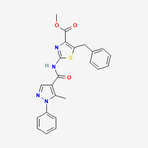 molecular formula C23H20N4O3S B11007971 methyl 5-benzyl-2-{[(5-methyl-1-phenyl-1H-pyrazol-4-yl)carbonyl]amino}-1,3-thiazole-4-carboxylate 