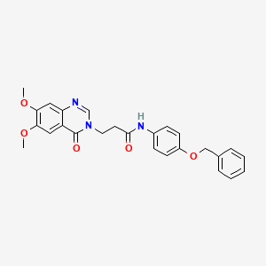 molecular formula C26H25N3O5 B11007979 N-[4-(benzyloxy)phenyl]-3-(6,7-dimethoxy-4-oxoquinazolin-3(4H)-yl)propanamide 