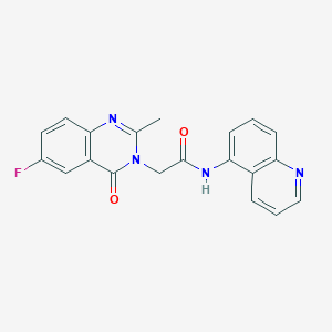 molecular formula C20H15FN4O2 B11007994 2-(6-fluoro-2-methyl-4-oxoquinazolin-3(4H)-yl)-N-(quinolin-5-yl)acetamide 