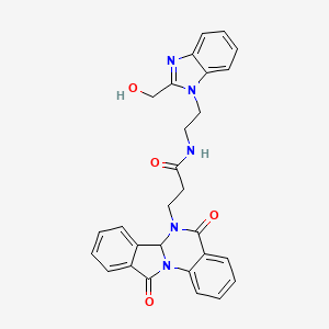 molecular formula C28H25N5O4 B11008072 3-(5,11-dioxo-6a,11-dihydroisoindolo[2,1-a]quinazolin-6(5H)-yl)-N-{2-[2-(hydroxymethyl)-1H-benzimidazol-1-yl]ethyl}propanamide 