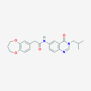 molecular formula C23H25N3O4 B11008156 2-(3,4-dihydro-2H-1,5-benzodioxepin-7-yl)-N-[3-(2-methylpropyl)-4-oxo-3,4-dihydroquinazolin-6-yl]acetamide 