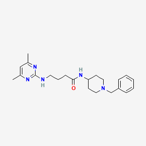 molecular formula C22H31N5O B11008172 N-(1-benzylpiperidin-4-yl)-4-((4,6-dimethylpyrimidin-2-yl)amino)butanamide 