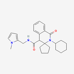 molecular formula C26H33N3O2 B11008200 2'-cyclohexyl-N-[(1-methyl-1H-pyrrol-2-yl)methyl]-1'-oxo-1',4'-dihydro-2'H-spiro[cyclopentane-1,3'-isoquinoline]-4'-carboxamide 