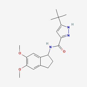 molecular formula C19H25N3O3 B11008214 3-Tert-butyl-N-(5,6-dimethoxy-2,3-dihydro-1H-inden-1-YL)-1H-pyrazole-5-carboxamide 