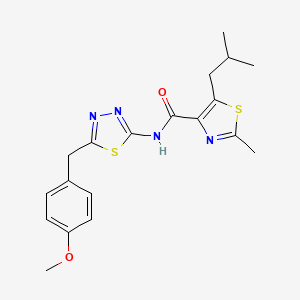 molecular formula C19H22N4O2S2 B11008270 5-isobutyl-N-(5-(4-methoxybenzyl)-1,3,4-thiadiazol-2-yl)-2-methylthiazole-4-carboxamide 