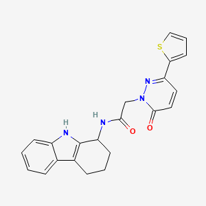 molecular formula C22H20N4O2S B11008292 2-[6-oxo-3-(thiophen-2-yl)pyridazin-1(6H)-yl]-N-(2,3,4,9-tetrahydro-1H-carbazol-1-yl)acetamide 