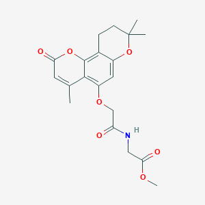 molecular formula C20H23NO7 B11008348 methyl N-{[(4,8,8-trimethyl-2-oxo-9,10-dihydro-2H,8H-pyrano[2,3-f]chromen-5-yl)oxy]acetyl}glycinate 