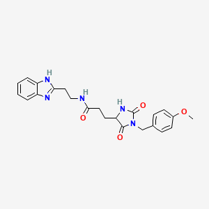 molecular formula C23H25N5O4 B11008351 N-[2-(1H-benzimidazol-2-yl)ethyl]-3-[1-(4-methoxybenzyl)-2,5-dioxoimidazolidin-4-yl]propanamide 