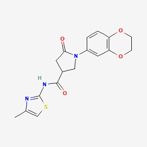 molecular formula C17H17N3O4S B11008354 1-(2,3-dihydro-1,4-benzodioxin-6-yl)-N-(4-methyl-1,3-thiazol-2-yl)-5-oxopyrrolidine-3-carboxamide 