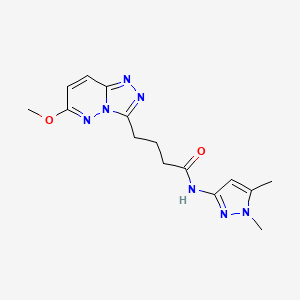 molecular formula C15H19N7O2 B11008375 N-(1,5-dimethyl-1H-pyrazol-3-yl)-4-(6-methoxy[1,2,4]triazolo[4,3-b]pyridazin-3-yl)butanamide 