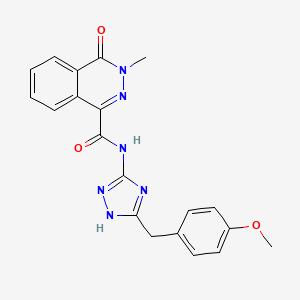 molecular formula C20H18N6O3 B11008396 N-[3-(4-methoxybenzyl)-1H-1,2,4-triazol-5-yl]-3-methyl-4-oxo-3,4-dihydrophthalazine-1-carboxamide 