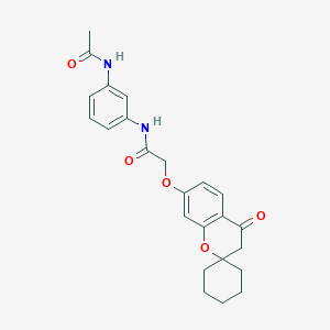 molecular formula C24H26N2O5 B11008432 N-[3-(acetylamino)phenyl]-2-[(4-oxo-3,4-dihydrospiro[chromene-2,1'-cyclohexan]-7-yl)oxy]acetamide 