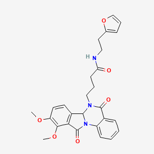 molecular formula C27H27N3O6 B11008538 4-(9,10-dimethoxy-5,11-dioxo-6a,11-dihydroisoindolo[2,1-a]quinazolin-6(5H)-yl)-N-[2-(furan-2-yl)ethyl]butanamide 