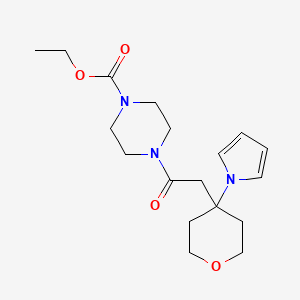 ethyl 4-{[4-(1H-pyrrol-1-yl)tetrahydro-2H-pyran-4-yl]acetyl}piperazine-1-carboxylate