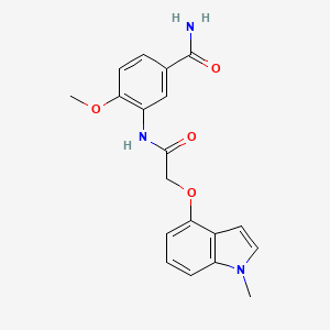 molecular formula C19H19N3O4 B11008560 4-methoxy-3-({[(1-methyl-1H-indol-4-yl)oxy]acetyl}amino)benzamide 