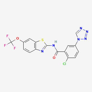 molecular formula C16H8ClF3N6O2S B11008567 2-chloro-5-(1H-tetrazol-1-yl)-N-[(2Z)-6-(trifluoromethoxy)-1,3-benzothiazol-2(3H)-ylidene]benzamide 