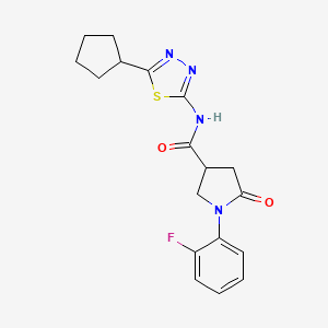 N-(5-cyclopentyl-1,3,4-thiadiazol-2-yl)-1-(2-fluorophenyl)-5-oxopyrrolidine-3-carboxamide