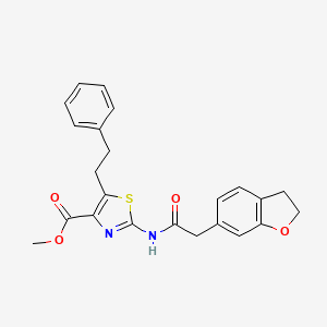 molecular formula C23H22N2O4S B11008578 Methyl 2-[(2,3-dihydro-1-benzofuran-6-ylacetyl)amino]-5-(2-phenylethyl)-1,3-thiazole-4-carboxylate 