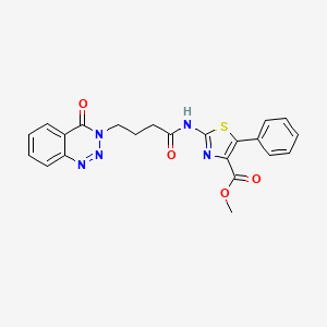 molecular formula C22H19N5O4S B11008629 methyl 2-{[4-(4-oxo-1,2,3-benzotriazin-3(4H)-yl)butanoyl]amino}-5-phenyl-1,3-thiazole-4-carboxylate 