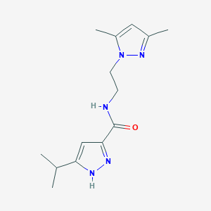 molecular formula C14H21N5O B11008774 N-[2-(3,5-dimethyl-1H-pyrazol-1-yl)ethyl]-5-(propan-2-yl)-1H-pyrazole-3-carboxamide 