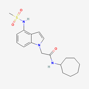 molecular formula C18H25N3O3S B11008797 N-cycloheptyl-2-{4-[(methylsulfonyl)amino]-1H-indol-1-yl}acetamide 