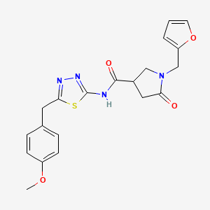 molecular formula C20H20N4O4S B11008799 1-(furan-2-ylmethyl)-N-[(2E)-5-(4-methoxybenzyl)-1,3,4-thiadiazol-2(3H)-ylidene]-5-oxopyrrolidine-3-carboxamide 