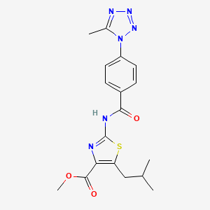 molecular formula C18H20N6O3S B11008832 methyl 5-(2-methylpropyl)-2-({[4-(5-methyl-1H-tetrazol-1-yl)phenyl]carbonyl}amino)-1,3-thiazole-4-carboxylate 