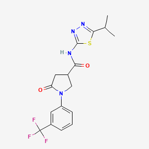 5-oxo-N-[(2E)-5-(propan-2-yl)-1,3,4-thiadiazol-2(3H)-ylidene]-1-[3-(trifluoromethyl)phenyl]pyrrolidine-3-carboxamide