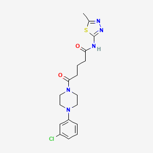 molecular formula C18H22ClN5O2S B11008901 5-[4-(3-chlorophenyl)piperazin-1-yl]-N-[(2E)-5-methyl-1,3,4-thiadiazol-2(3H)-ylidene]-5-oxopentanamide 