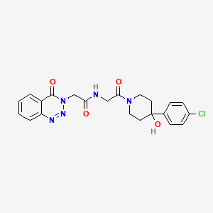 molecular formula C22H22ClN5O4 B11008906 N-{2-[4-(4-chlorophenyl)-4-hydroxypiperidin-1-yl]-2-oxoethyl}-2-(4-oxo-1,2,3-benzotriazin-3(4H)-yl)acetamide 