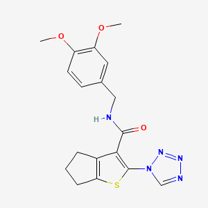 molecular formula C18H19N5O3S B11008958 N-(3,4-dimethoxybenzyl)-2-(1H-tetrazol-1-yl)-5,6-dihydro-4H-cyclopenta[b]thiophene-3-carboxamide 