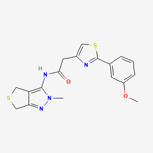 molecular formula C18H18N4O2S2 B11008961 2-[2-(3-methoxyphenyl)-1,3-thiazol-4-yl]-N-(2-methyl-2,6-dihydro-4H-thieno[3,4-c]pyrazol-3-yl)acetamide 