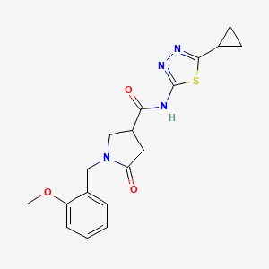 molecular formula C18H20N4O3S B11008989 N-(5-cyclopropyl-1,3,4-thiadiazol-2-yl)-1-(2-methoxybenzyl)-5-oxopyrrolidine-3-carboxamide 