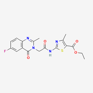 molecular formula C18H17FN4O4S B11009110 ethyl 2-{[(6-fluoro-2-methyl-4-oxoquinazolin-3(4H)-yl)acetyl]amino}-4-methyl-1,3-thiazole-5-carboxylate 