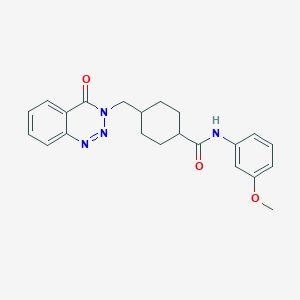 molecular formula C22H24N4O3 B11009129 trans-N-(3-methoxyphenyl)-4-[(4-oxo-1,2,3-benzotriazin-3(4H)-yl)methyl]cyclohexanecarboxamide 