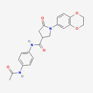 N-[4-(acetylamino)phenyl]-1-(2,3-dihydro-1,4-benzodioxin-6-yl)-5-oxopyrrolidine-3-carboxamide