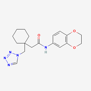 molecular formula C18H23N5O3 B11009288 N-(2,3-dihydro-1,4-benzodioxin-6-yl)-2-[1-(1H-tetrazol-1-ylmethyl)cyclohexyl]acetamide 