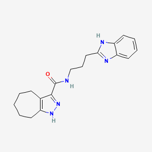 molecular formula C19H23N5O B11009302 N-[3-(1H-benzimidazol-2-yl)propyl]-2,4,5,6,7,8-hexahydrocyclohepta[c]pyrazole-3-carboxamide 