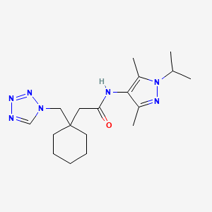 molecular formula C18H29N7O B11009304 N-[3,5-dimethyl-1-(propan-2-yl)-1H-pyrazol-4-yl]-2-[1-(1H-tetrazol-1-ylmethyl)cyclohexyl]acetamide 