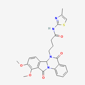 4-(9,10-dimethoxy-5,11-dioxo-6a,11-dihydroisoindolo[2,1-a]quinazolin-6(5H)-yl)-N-(4-methyl-1,3-thiazol-2-yl)butanamide