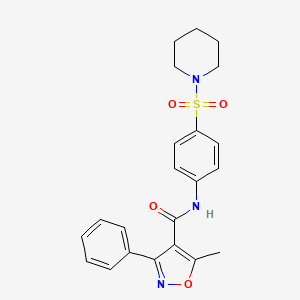 molecular formula C22H23N3O4S B11009349 5-methyl-3-phenyl-N-[4-(piperidin-1-ylsulfonyl)phenyl]-1,2-oxazole-4-carboxamide 