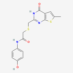 2-{[(4-hydroxy-6-methylthieno[2,3-d]pyrimidin-2-yl)methyl]sulfanyl}-N-(4-hydroxyphenyl)acetamide