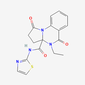 molecular formula C17H16N4O3S B11009391 4-ethyl-1,5-dioxo-N-(1,3-thiazol-2-yl)-2,3,4,5-tetrahydropyrrolo[1,2-a]quinazoline-3a(1H)-carboxamide 