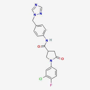 1-(3-chloro-4-fluorophenyl)-5-oxo-N-[4-(1H-1,2,4-triazol-1-ylmethyl)phenyl]pyrrolidine-3-carboxamide