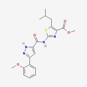 molecular formula C20H22N4O4S B11009470 methyl 2-({[3-(2-methoxyphenyl)-1H-pyrazol-5-yl]carbonyl}amino)-5-(2-methylpropyl)-1,3-thiazole-4-carboxylate 