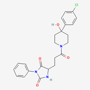 molecular formula C23H24ClN3O4 B11009471 5-{3-[4-(4-Chlorophenyl)-4-hydroxypiperidin-1-yl]-3-oxopropyl}-3-phenylimidazolidine-2,4-dione 