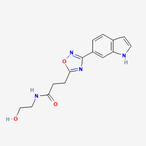 molecular formula C15H16N4O3 B11009479 N-(2-hydroxyethyl)-3-[3-(1H-indol-6-yl)-1,2,4-oxadiazol-5-yl]propanamide 