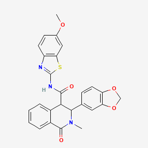 molecular formula C26H21N3O5S B11009494 3-(1,3-benzodioxol-5-yl)-N-[(2Z)-6-methoxy-1,3-benzothiazol-2(3H)-ylidene]-2-methyl-1-oxo-1,2,3,4-tetrahydroisoquinoline-4-carboxamide 