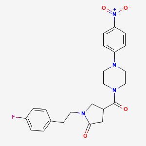 molecular formula C23H25FN4O4 B11009499 1-[2-(4-Fluorophenyl)ethyl]-4-{[4-(4-nitrophenyl)piperazin-1-yl]carbonyl}pyrrolidin-2-one 