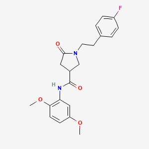 molecular formula C21H23FN2O4 B11009521 N-(2,5-dimethoxyphenyl)-1-[2-(4-fluorophenyl)ethyl]-5-oxopyrrolidine-3-carboxamide 